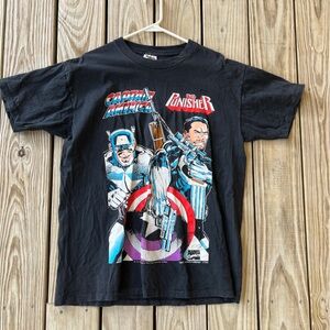 Captain America and The Punisher vintage shirt XL tee black 90s Tennessee River